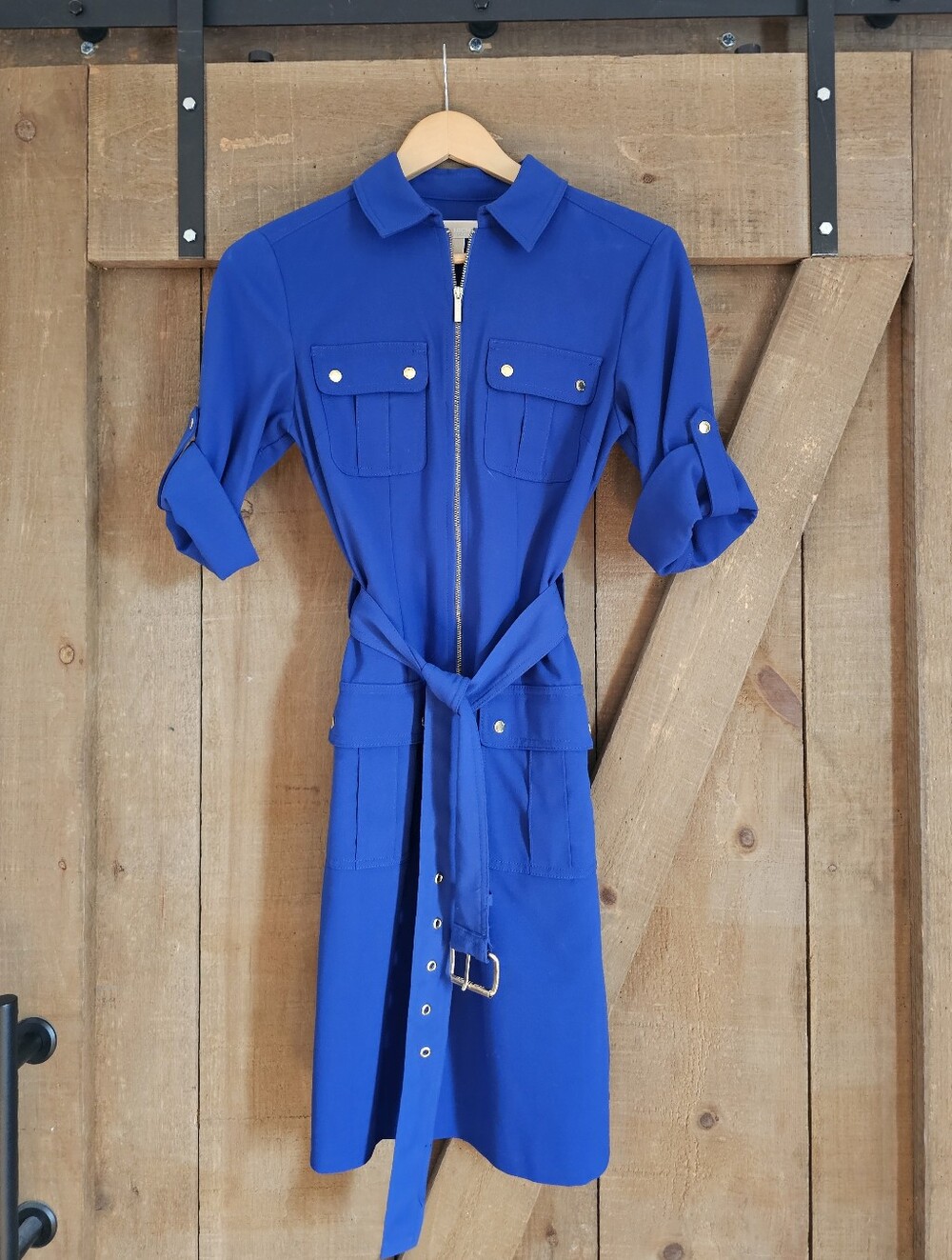 Michael Kors Cobalt Zip-Belt Shirt Dress